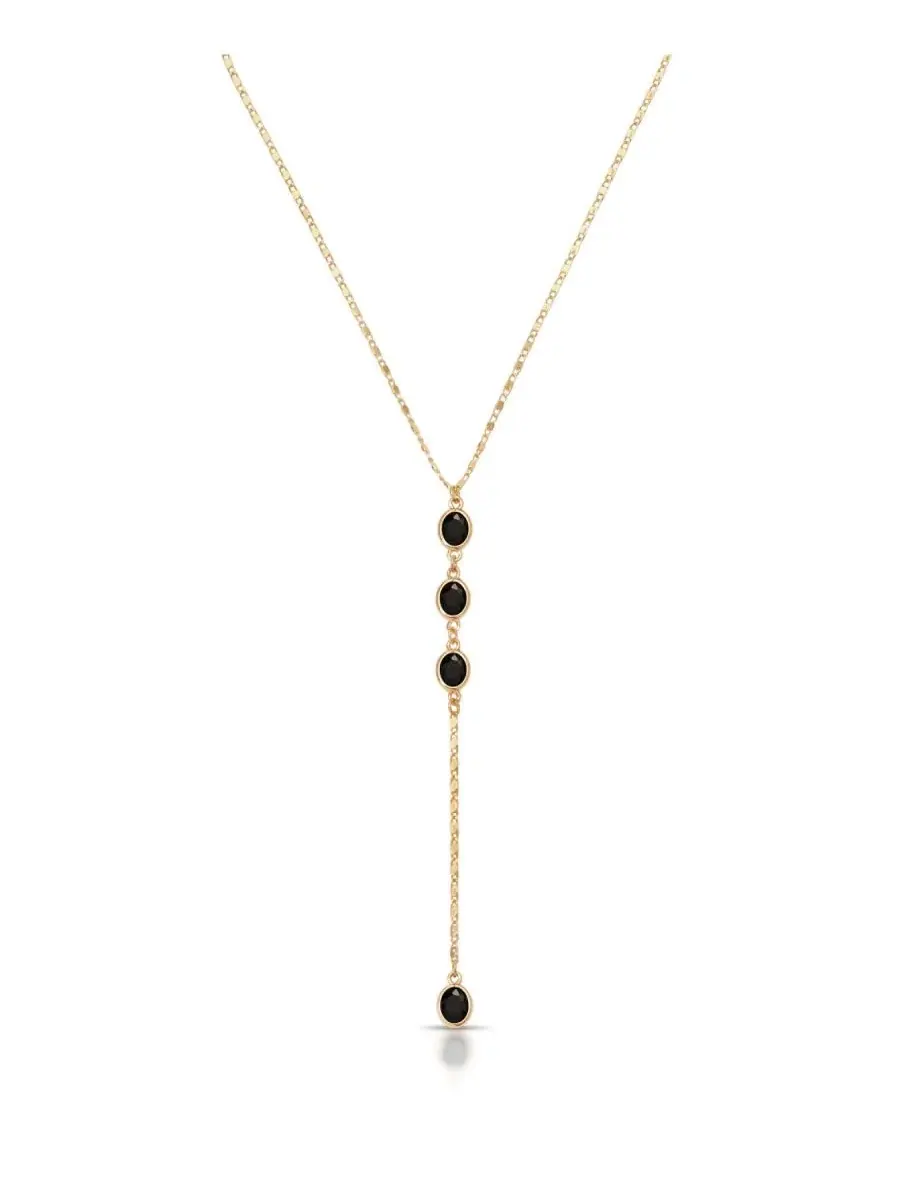 Колье с кристаллами Bezel Sparkle Dip Lariat ETTIKA — изображение 1 из 4, оттенок черный
