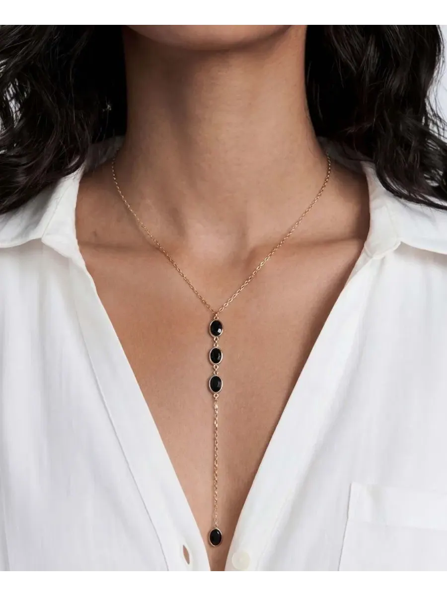 Колье с кристаллами Bezel Sparkle Dip Lariat ETTIKA — изображение 4 из 4, оттенок черный