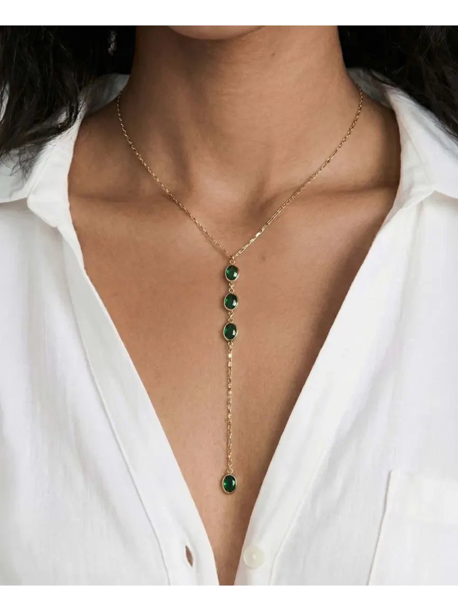 Колье с кристаллами, модель Sparkle Dip Lariat ETTIKA — изображение 4 из 4, оттенок зеленый