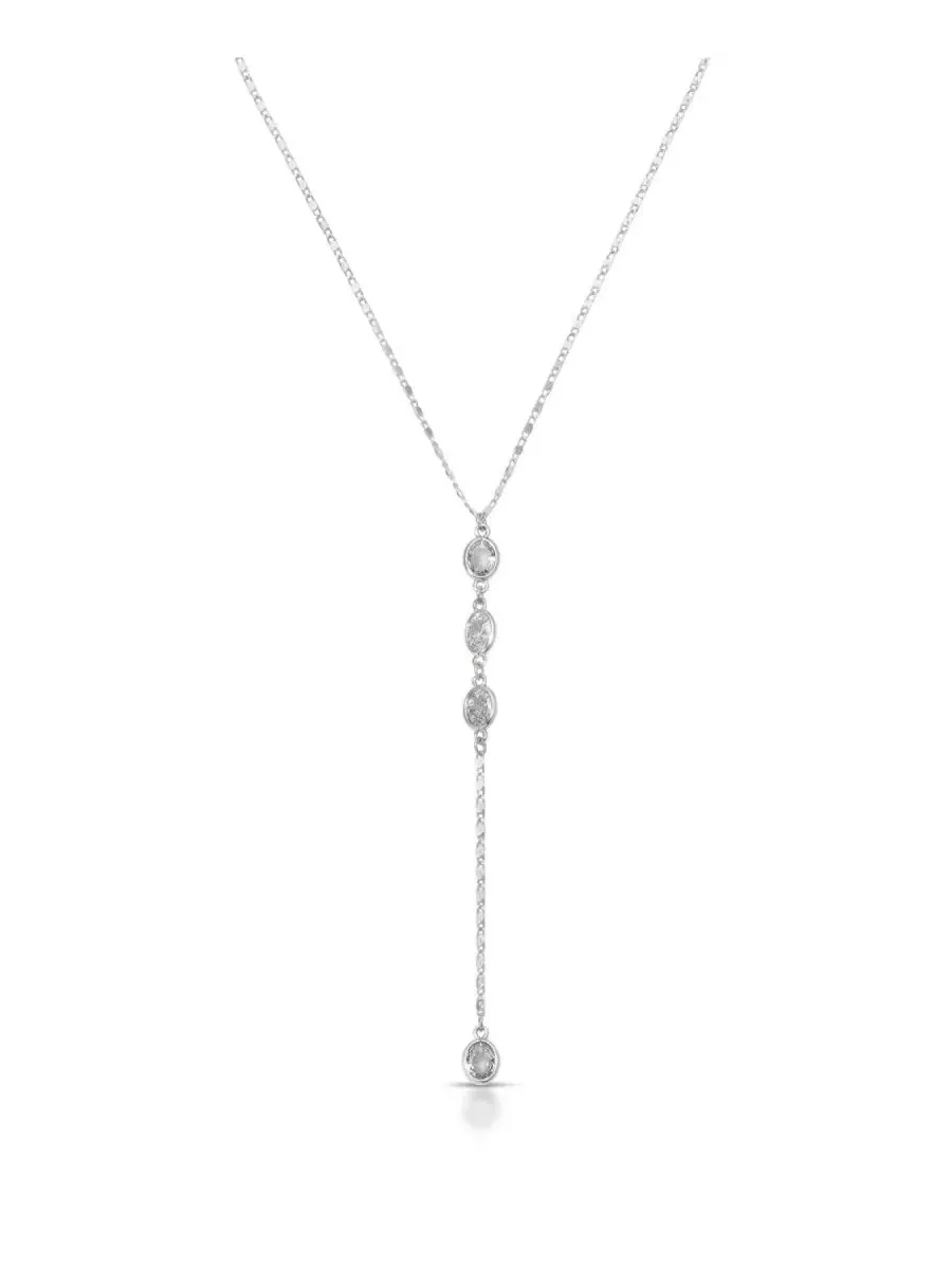 Колье с кристаллами Bezel Sparkle Dip Lariat ETTIKA — изображение 1 из 4, оттенок серебряный