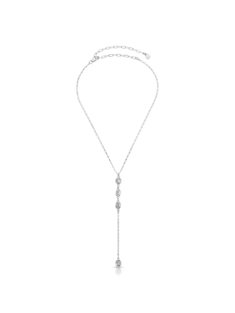 Колье с кристаллами Bezel Sparkle Dip Lariat ETTIKA — изображение 2 из 4, оттенок серебряный