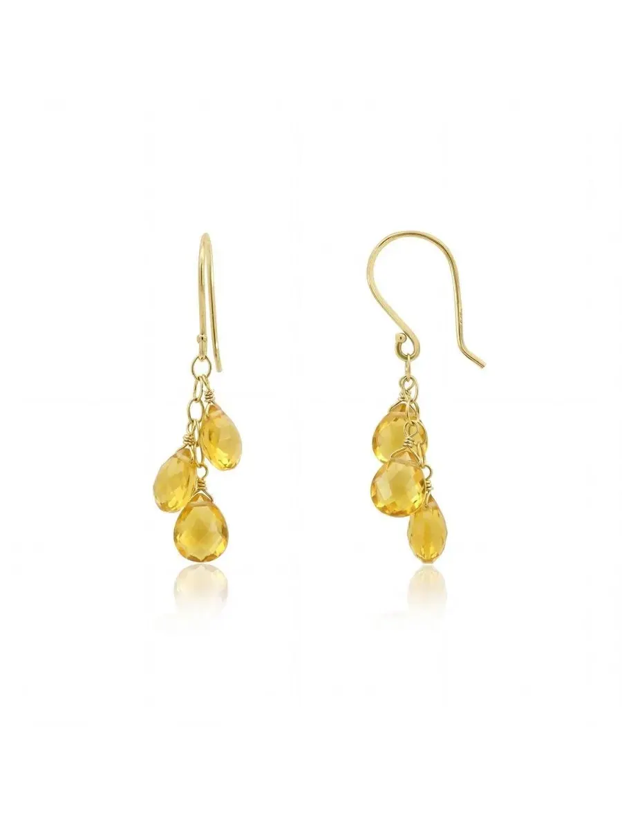 Серьги-подвески с цитрином Citrine Bead Dangle 14K Gold The Lovery — изображение 1 из 4, оттенок желтый