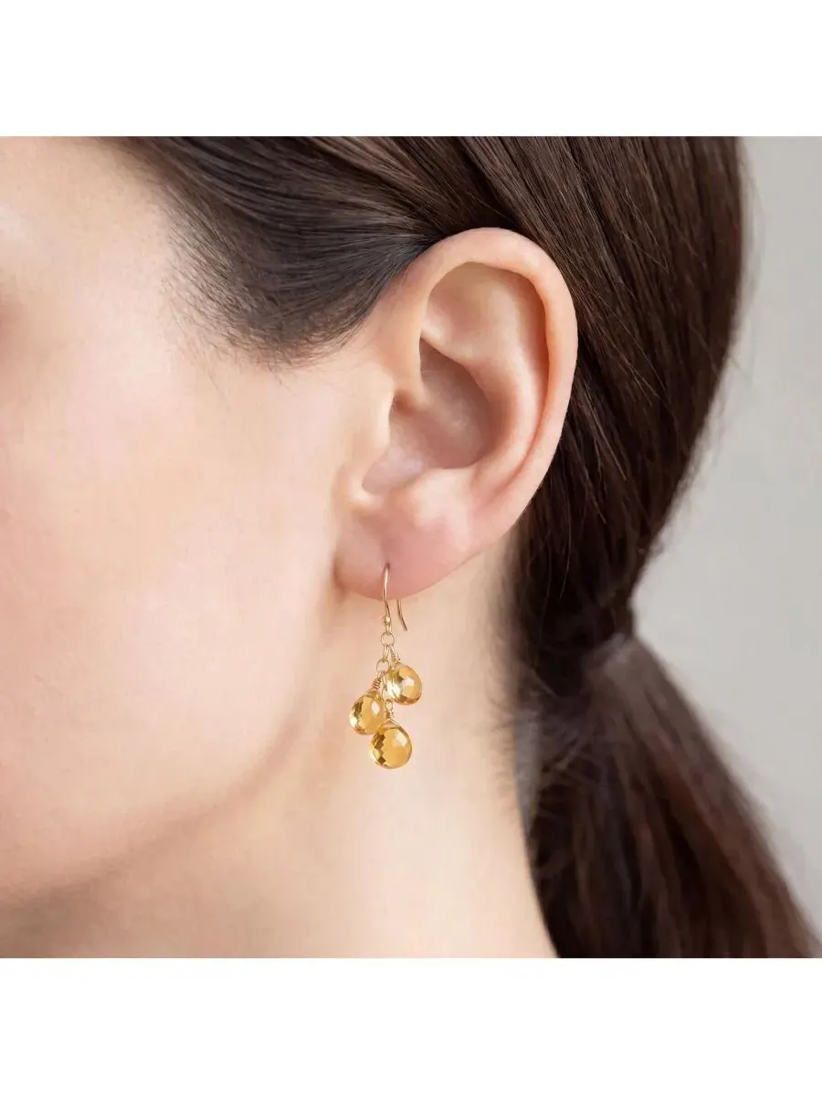 Серьги-подвески с цитрином Citrine Bead Dangle 14K Gold The Lovery — изображение 2 из 4, оттенок желтый