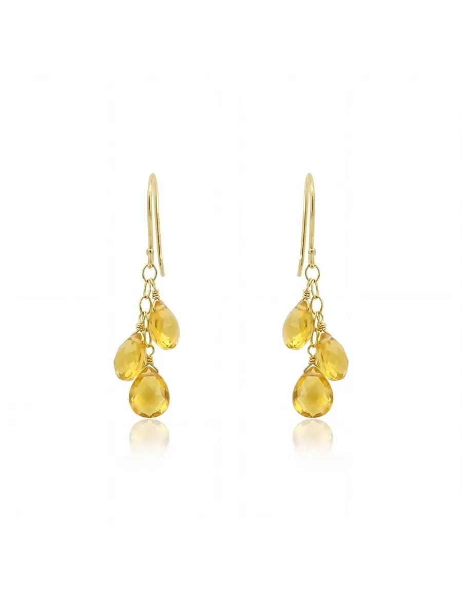 Серьги-подвески с цитрином Citrine Bead Dangle 14K Gold The Lovery — изображение 3 из 4, оттенок желтый