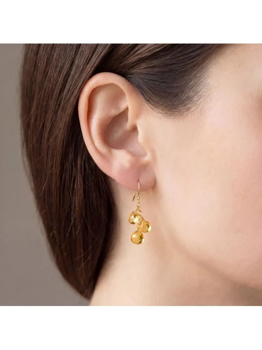 Серьги-подвески с цитрином Citrine Bead Dangle 14K Gold The Lovery — изображение 4 из 4, оттенок желтый