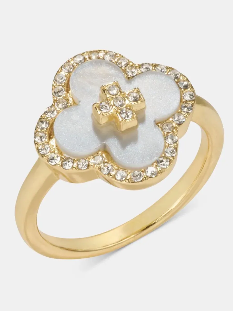 Кольцо с перламутром и кристаллами Mother of Pearl and Crystal Ring Charter Club — изображение 1 из 3, оттенок золото