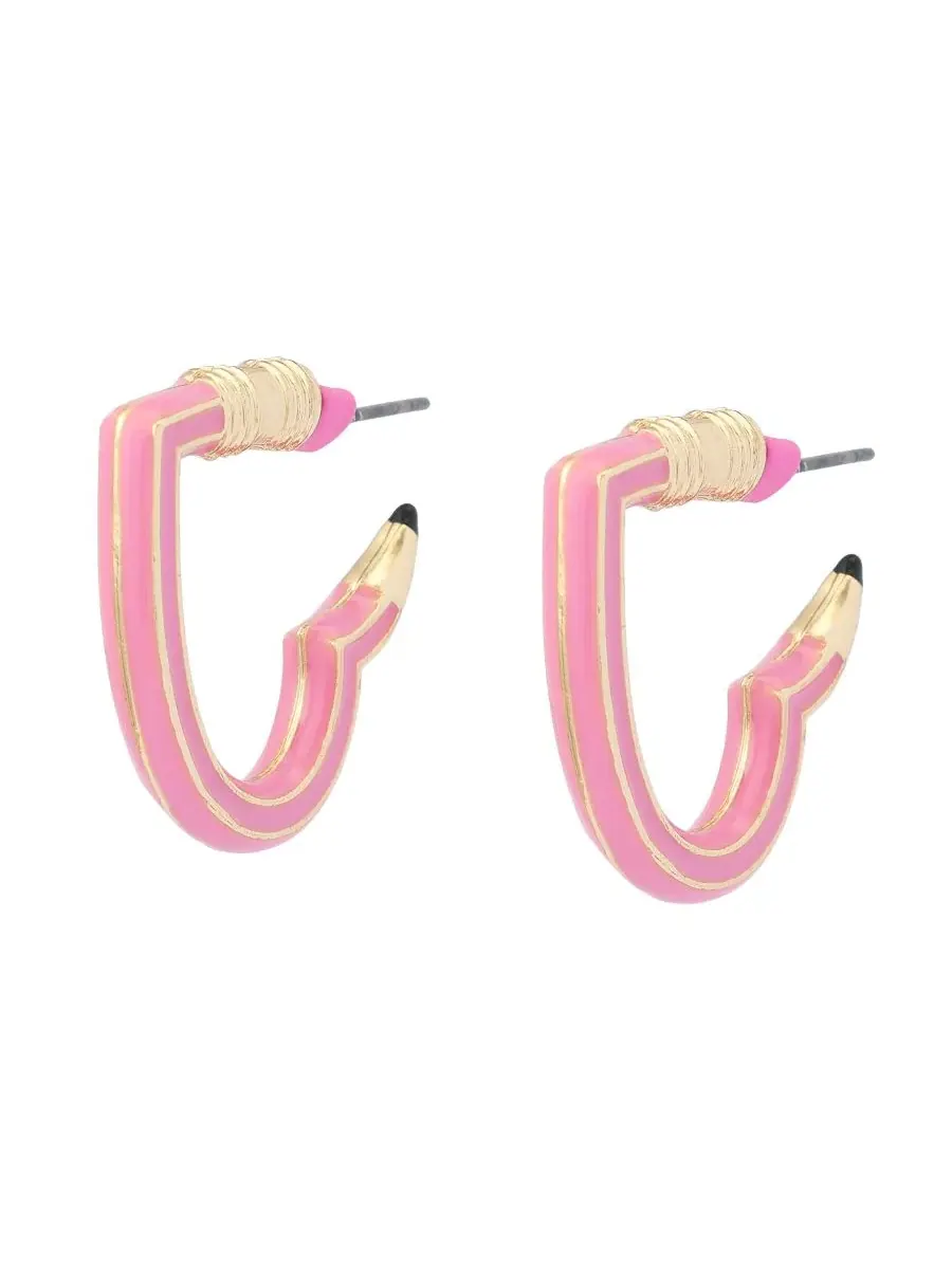 Серьги-пусеты с сердцем и карандашом Pink Best In Class Heart Pencil Huggie Betsey Johnson — изображение 2 из 5