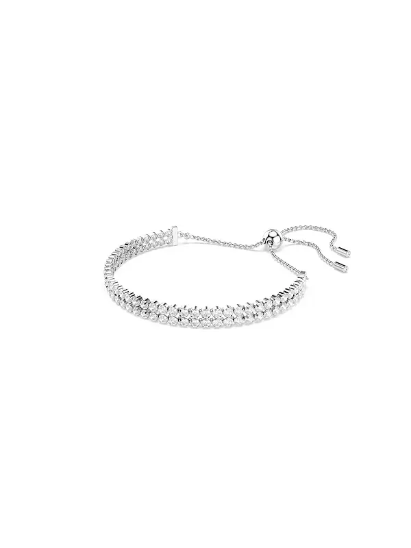 Теннисный браслет Matrix с круглым ограненным покрытием из белого родия Swarovski — изображение 2 из 4, оттенок белый