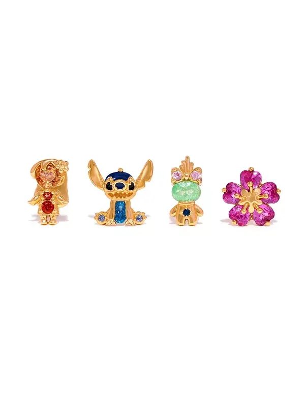 Комплект сережек Crystal Disney Lilo Stitch Girls Crew — изображение 1 из 4, оттенок золото