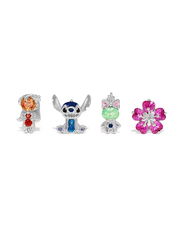 Комплект сережек Crystal Disney Lilo Stitch Girls Crew — изображение 1 из 4, оттенок серебряный