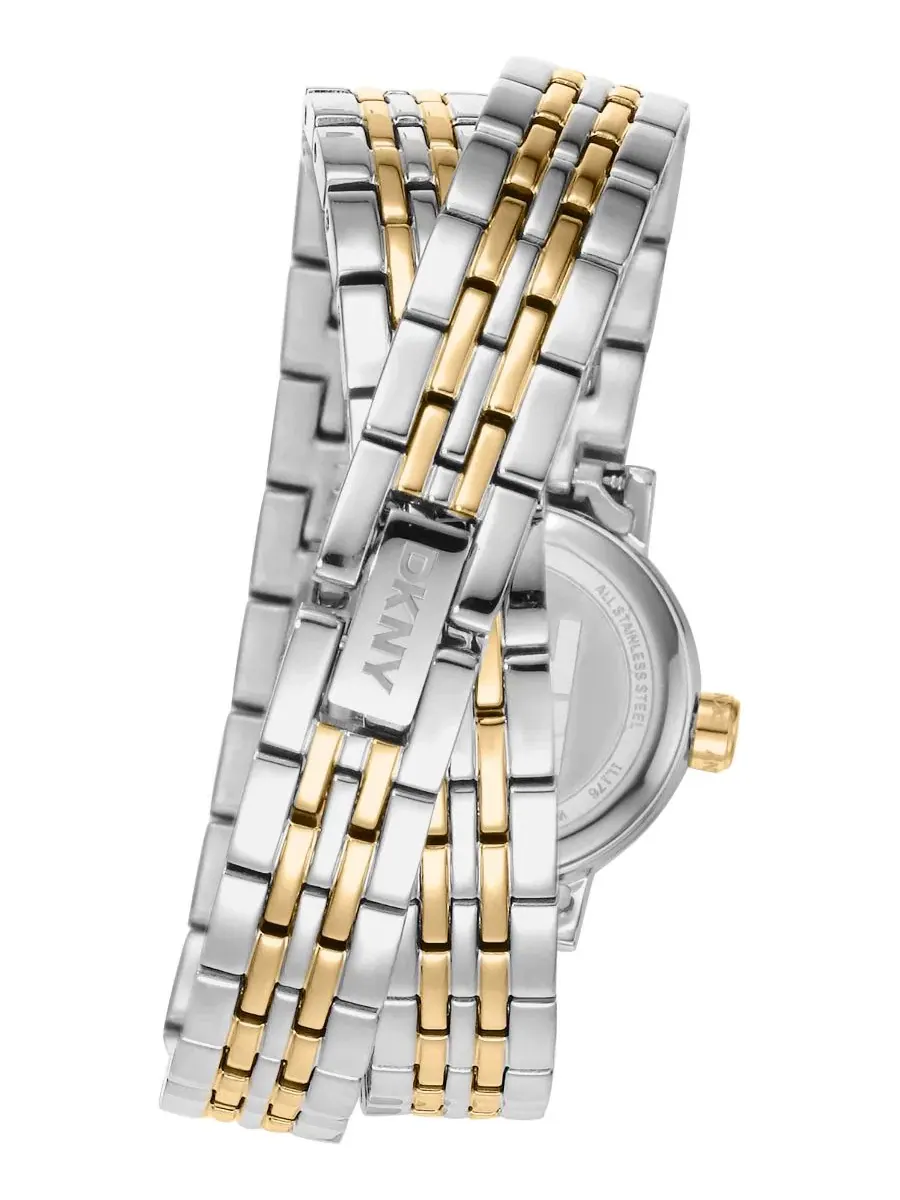 Женские часы Mini Quartz Two-Tone Stainless Steel Double Bracelet 23 мм DKNY — изображение 2 из 4, оттенок темный зеленый