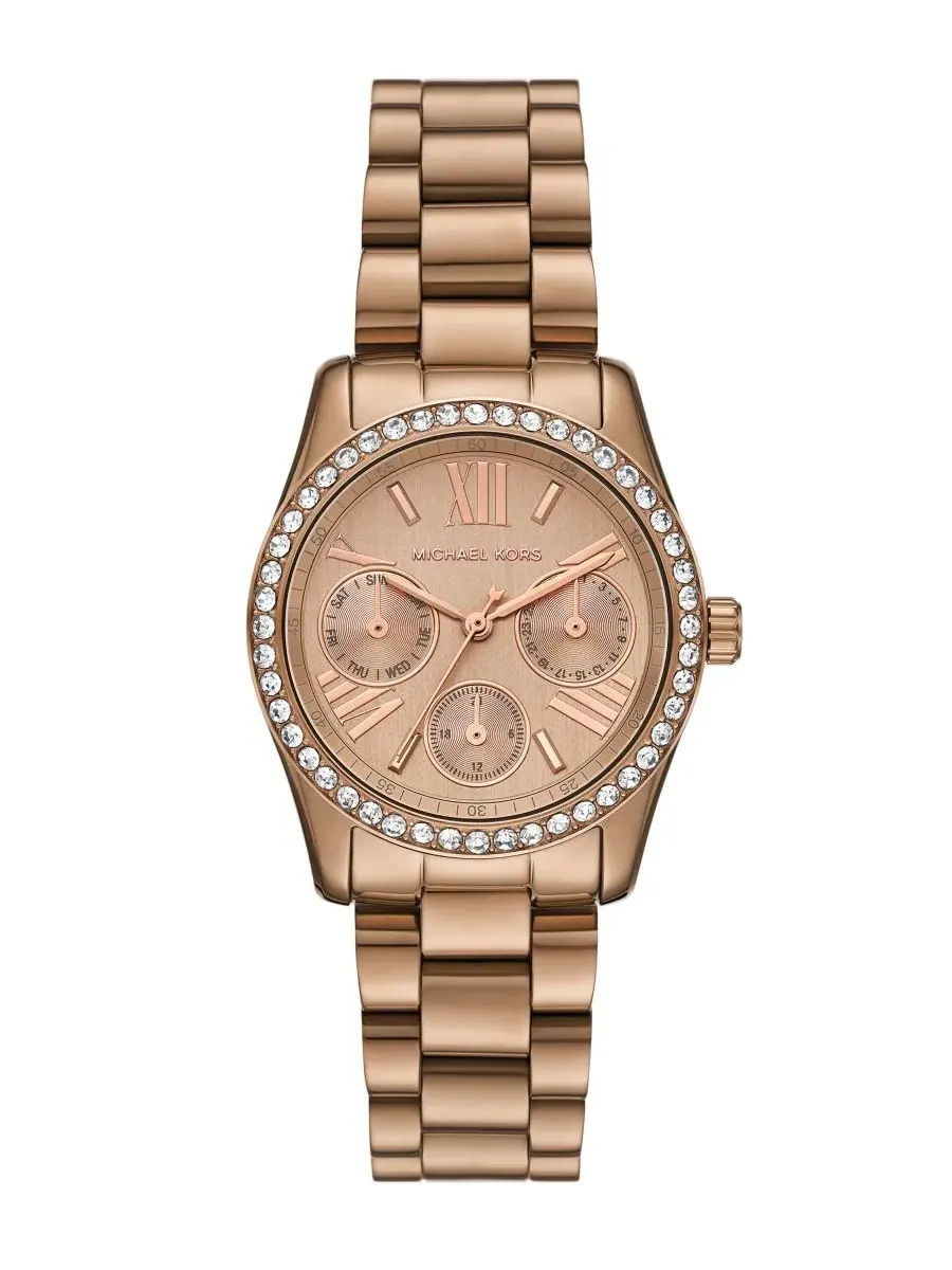 Женские часы Lexington с бриллиантовым безелем, хронограф, 33 мм Michael Kors — изображение 1 из 4, оттенок золото