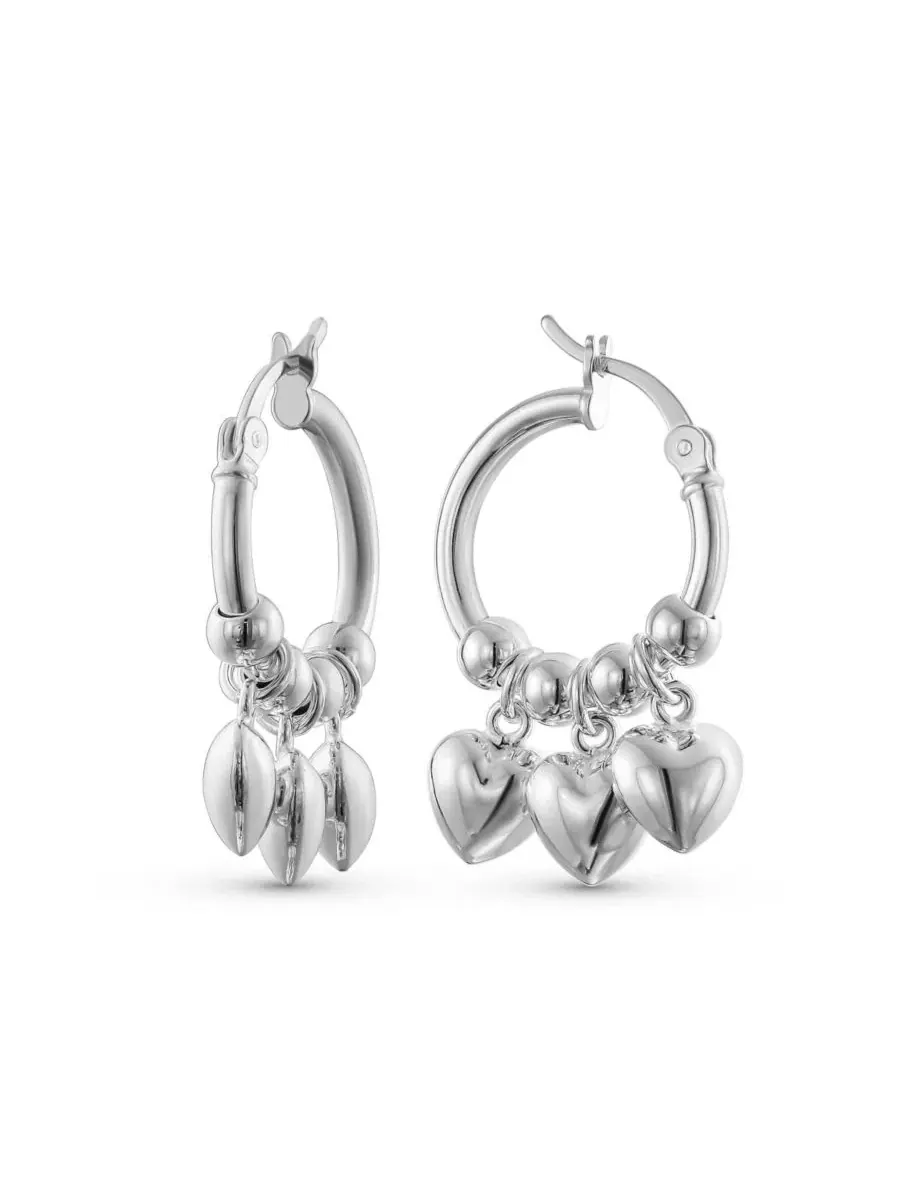 Серьги-подвески с сердечками-подвесками, стерлинговое серебро 925 Bling Jewelry — изображение 1 из 3, оттенок серебристый