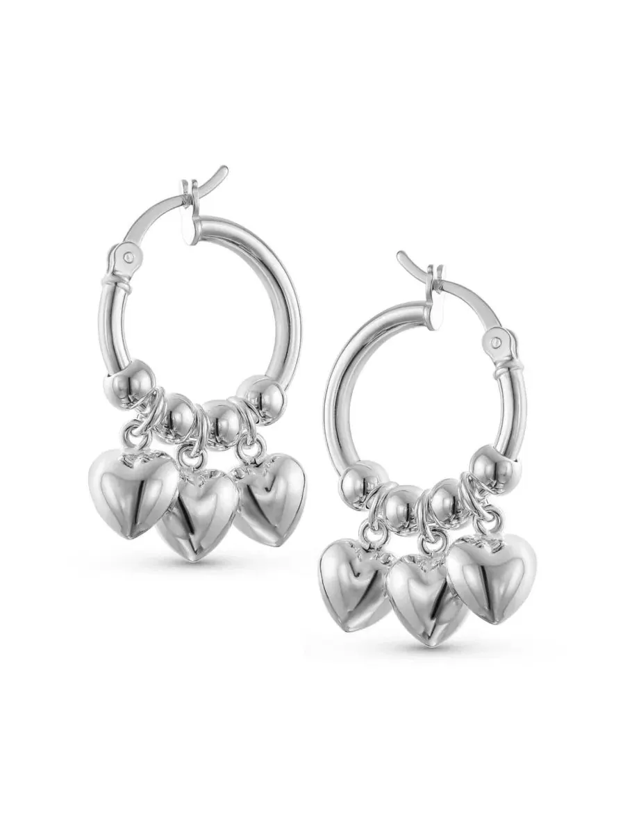 Серьги-подвески с сердечками-подвесками, стерлинговое серебро 925 Bling Jewelry — изображение 2 из 3, оттенок серебристый