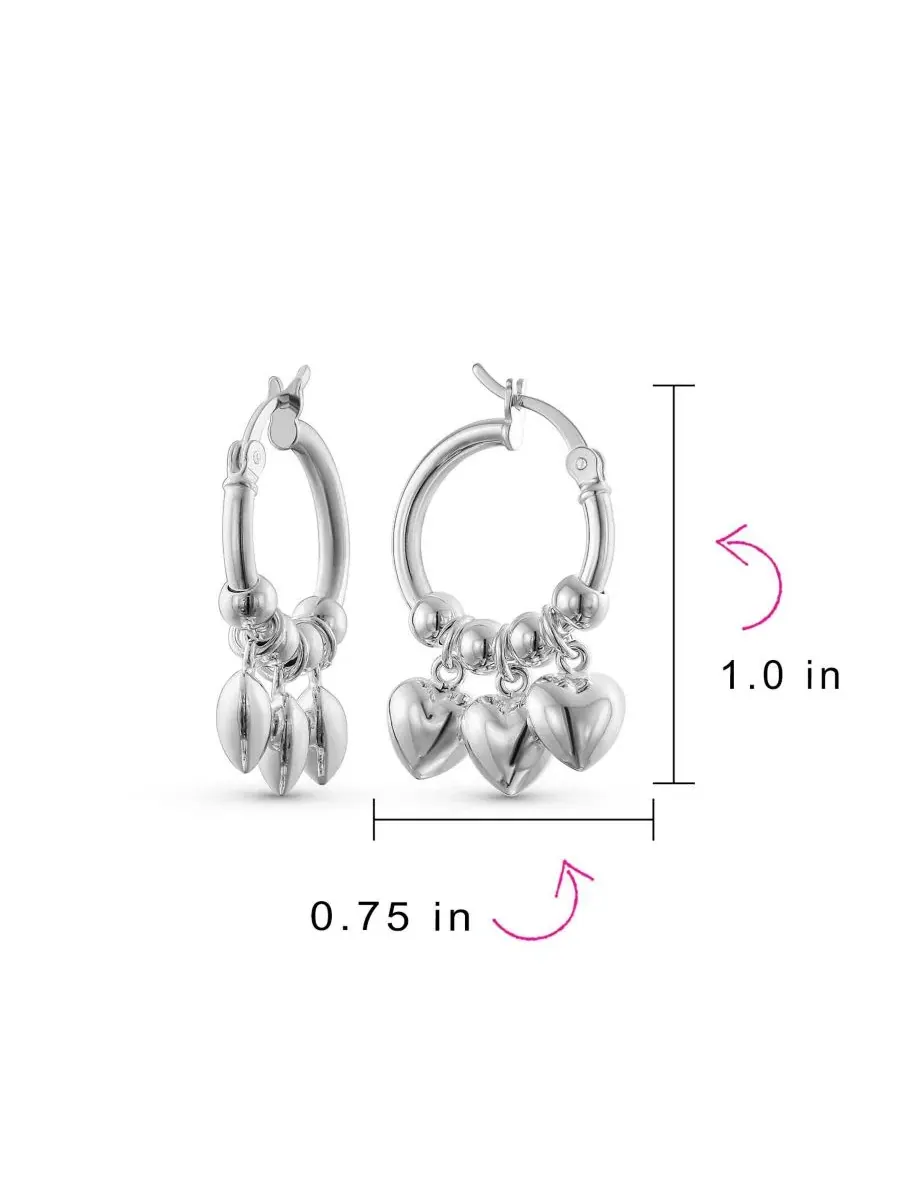 Серьги-подвески с сердечками-подвесками, стерлинговое серебро 925 Bling Jewelry — изображение 3 из 3, оттенок серебристый