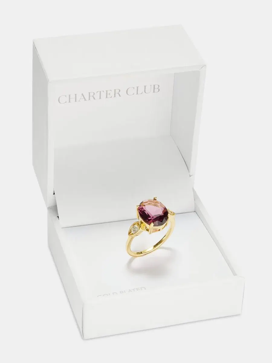 Кольцо с овальным фиолетовым кристаллом Charter Club — изображение 2 из 3, оттенок золото