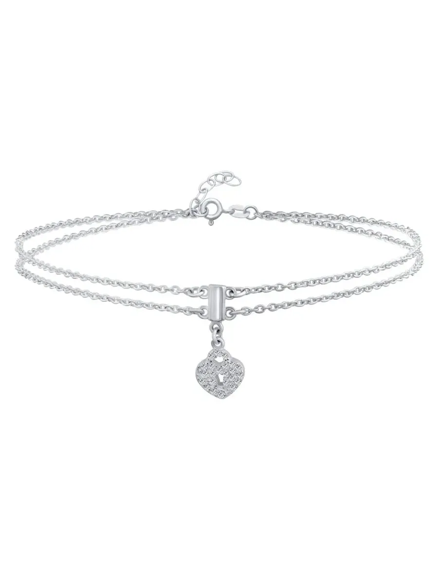 Браслет на щиколотку с сердцем-замком и кристаллами, модель Forever Love Heart Lock Anklet Bling — изображение 1 из 4