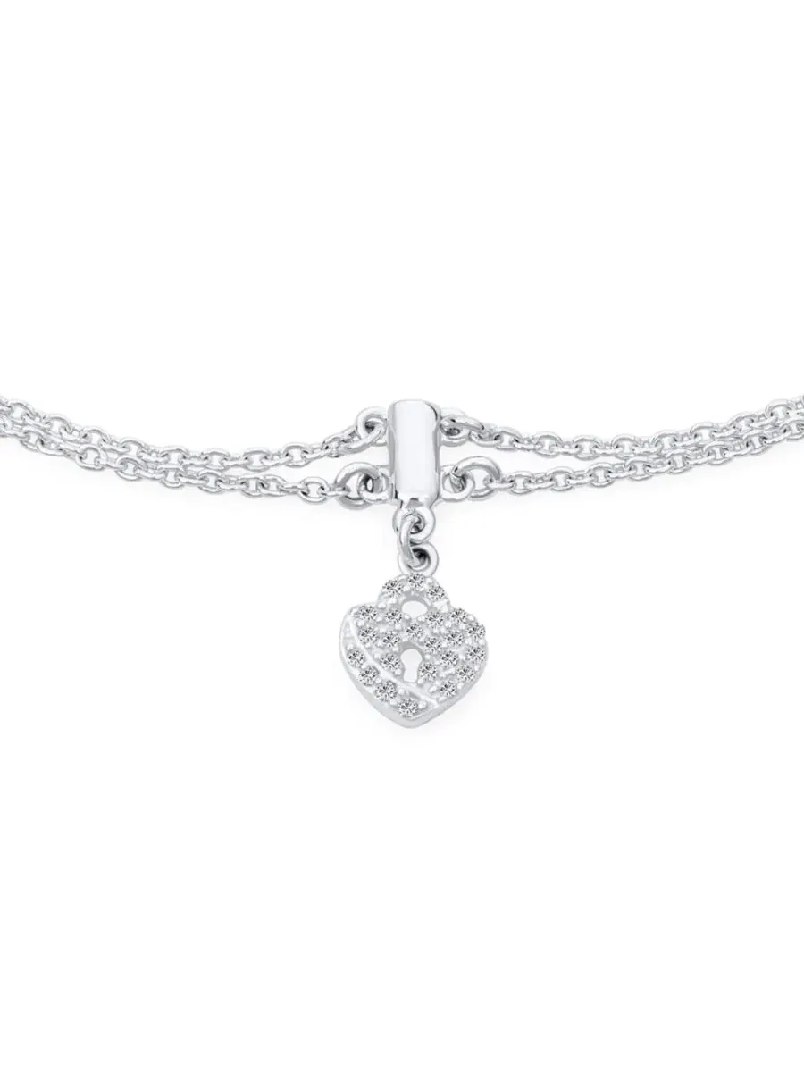 Браслет на щиколотку с сердцем-замком и кристаллами, модель Forever Love Heart Lock Anklet Bling — изображение 2 из 4