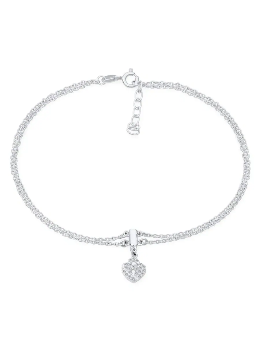 Браслет на щиколотку с сердцем-замком и кристаллами, модель Forever Love Heart Lock Anklet Bling — изображение 4 из 4