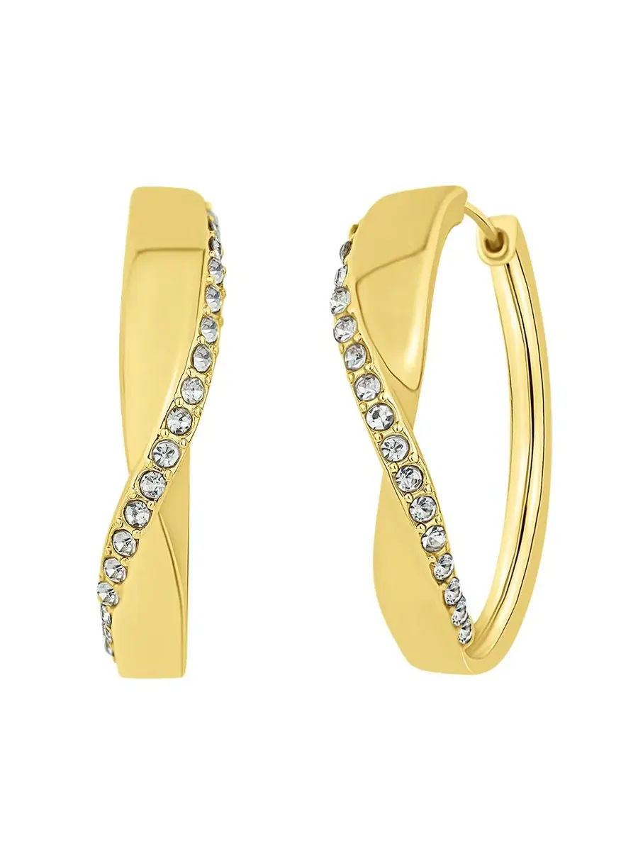 Серьги-кольца с кристаллами Crystal Twist Hoop And Now This — изображение 1 из 3, оттенок золото