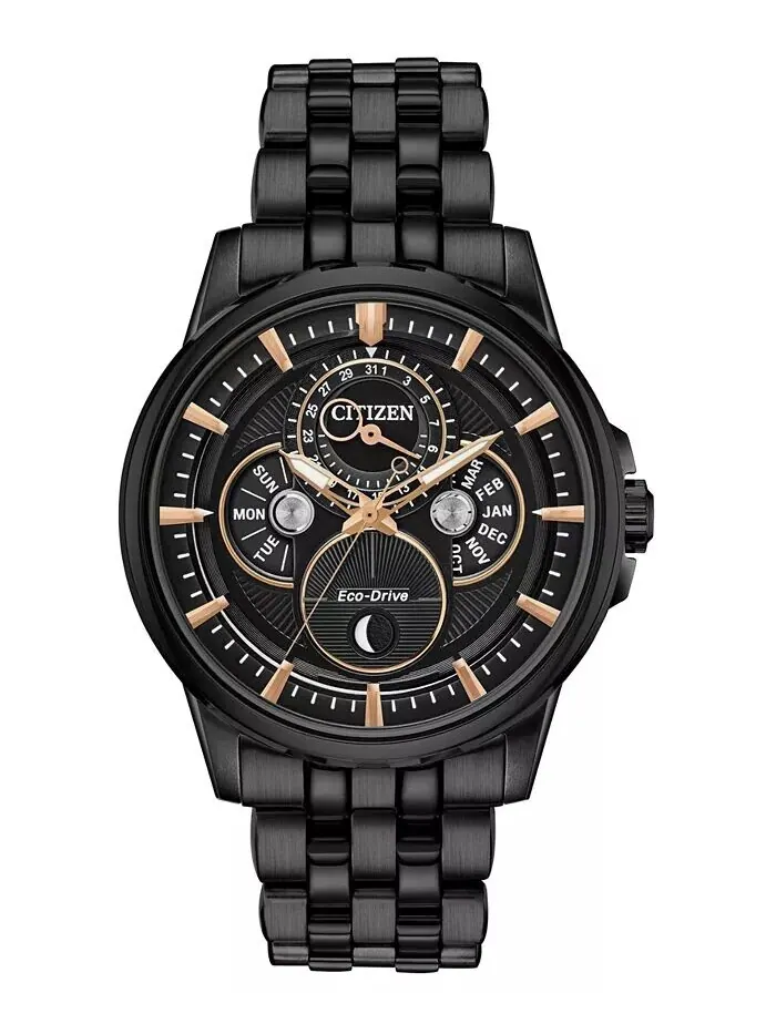 Eco-Drive Мужские серые часы-календарь с браслетом из нержавеющей стали, 44 мм Citizen