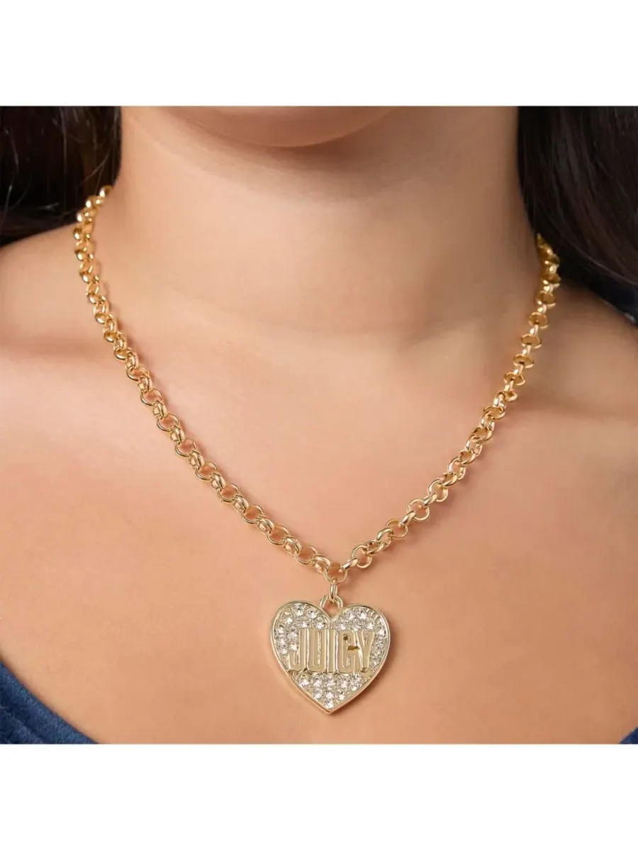 Колье с логотипом в форме сердца - оттенок Juicy Couture — изображение 3 из 8, оттенок золото