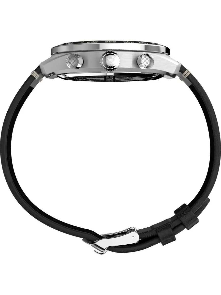 Мужские кварцевые аналоговые часы с черным кожаным ремешком, 41 мм Timex — изображение 2 из 5, оттенок черный