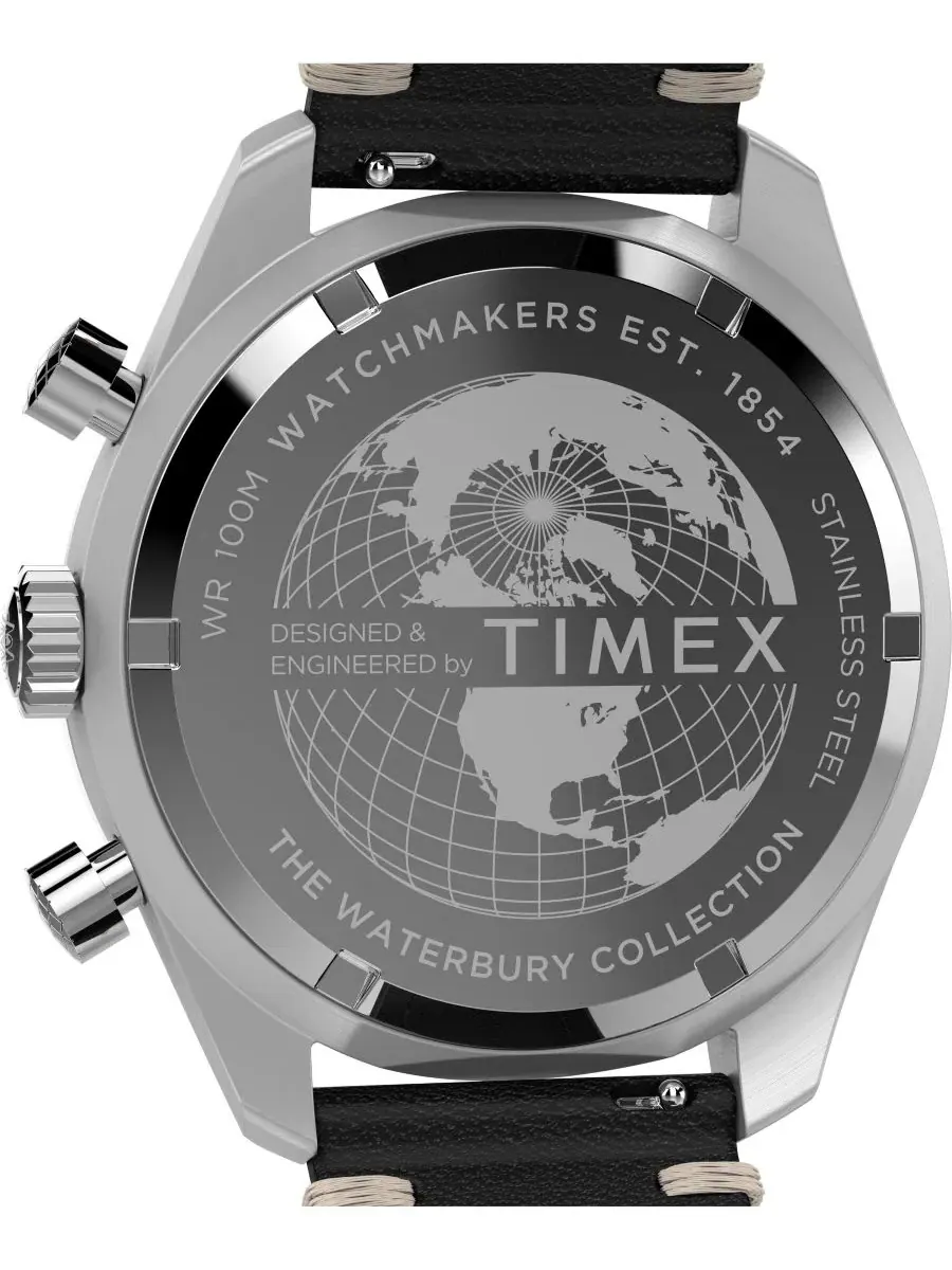 Мужские кварцевые аналоговые часы с черным кожаным ремешком, 41 мм Timex — изображение 5 из 5, оттенок черный
