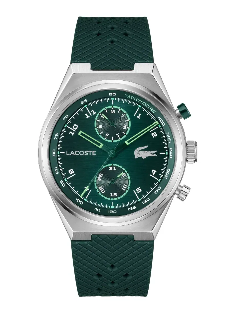 Мужские часы Line Racer с зеленым силиконовым ремешком, 42 мм Lacoste — изображение 1 из 5, оттенок зеленый