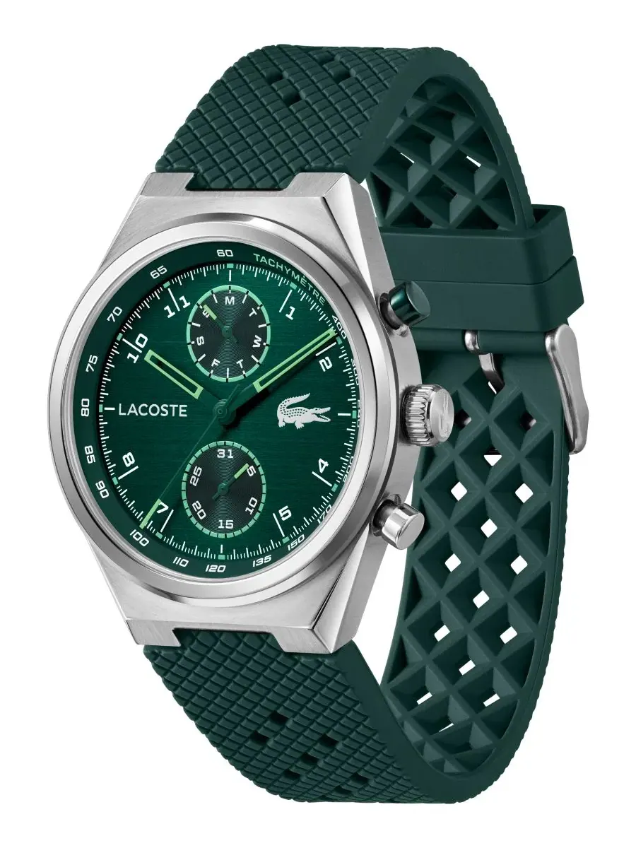 Мужские часы Line Racer с зеленым силиконовым ремешком, 42 мм Lacoste — изображение 2 из 5, оттенок зеленый