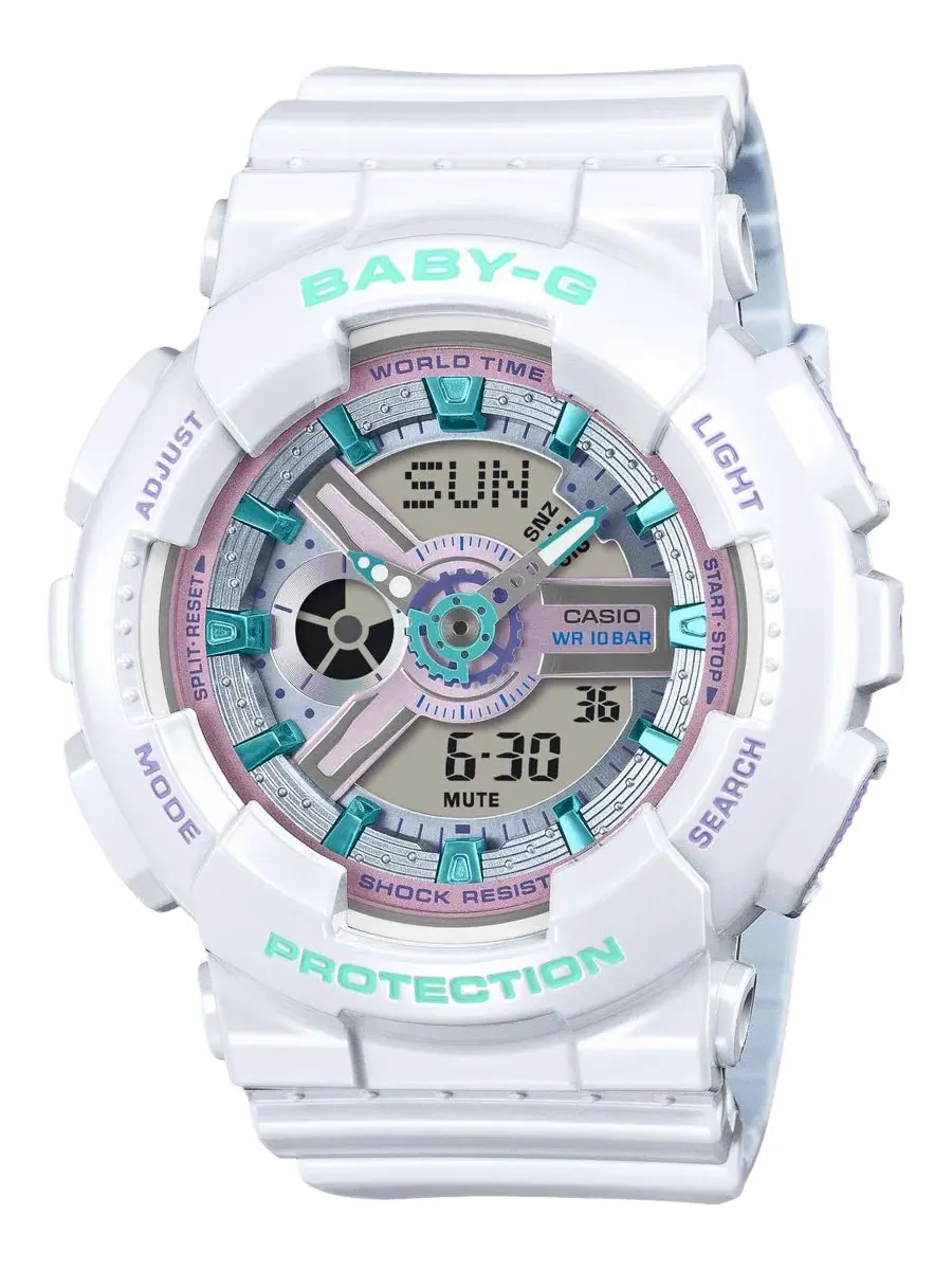 Женские часы G-Shock Baby-G с белым корпусом, 43,4 мм — белый