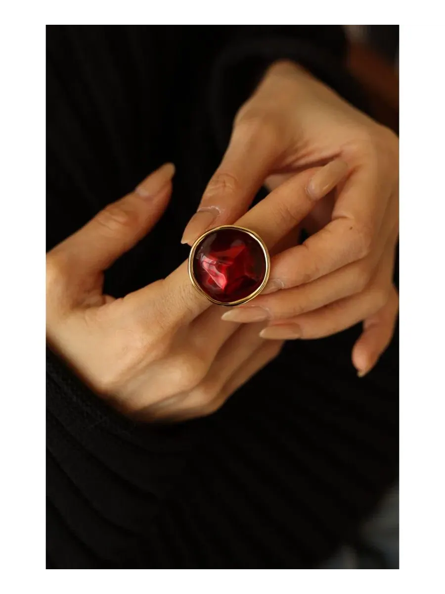 Кольцо Ripple Ring RETRO CHIC — изображение 3 из 3, оттенок красный золотистый