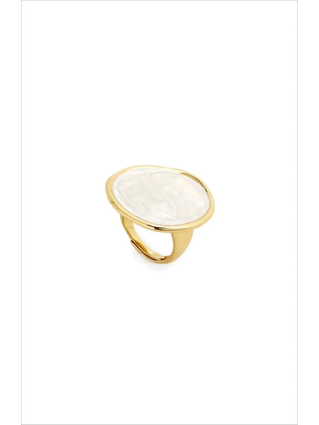 Кольцо с эмалью Ripple Ring RETRO CHIC — изображение 1 из 3, оттенок белый золотистый