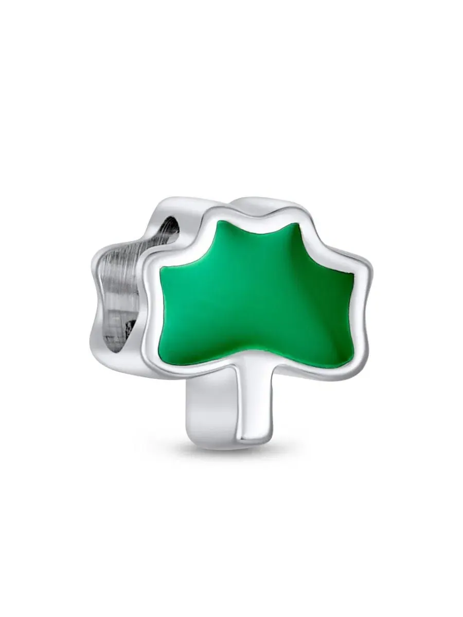 Бусина-шарм с эмалевым трилистником Lucky Enamel Green Shamrock Clover Charm Bead Bling Jewelry — изображение 1 из 3