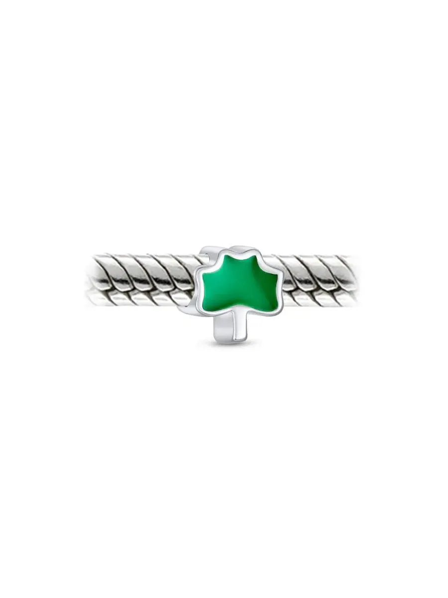 Бусина-шарм с эмалевым трилистником Lucky Enamel Green Shamrock Clover Charm Bead Bling Jewelry — изображение 2 из 3