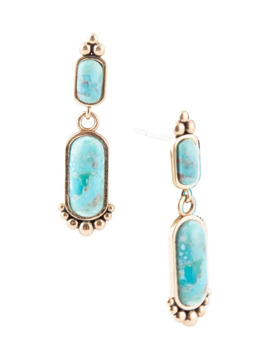 Серьги с бирюзой и бронзой Plateau Blue Turquoise and Golden Barse — изображение 1 из 3, оттенок бирюзовый