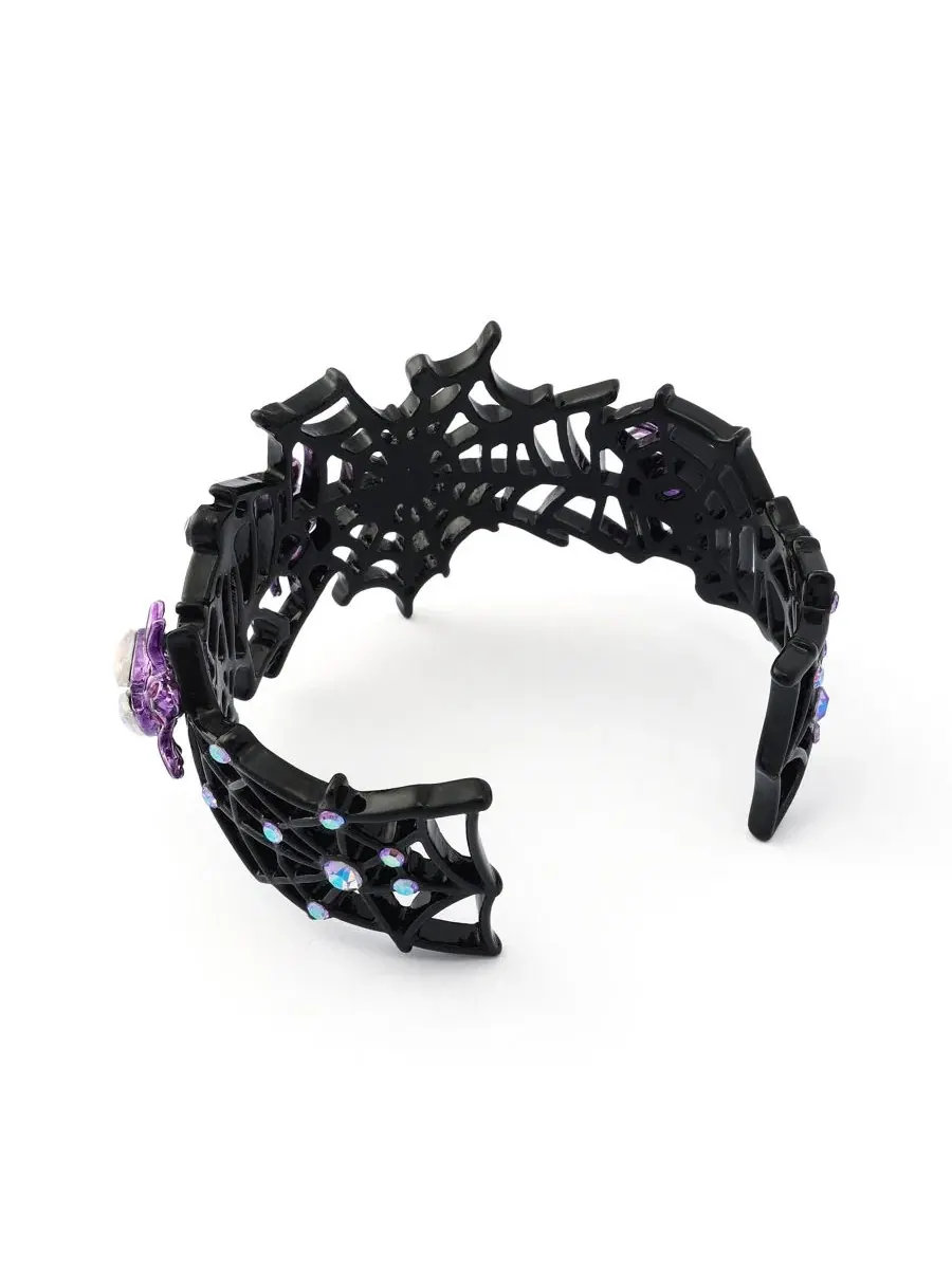 Браслет-манжета с паутиной и камнями Faux-Stone Halloween Spiderweb Cuff Betsey Johnson — изображение 3 из 6, оттенок черный