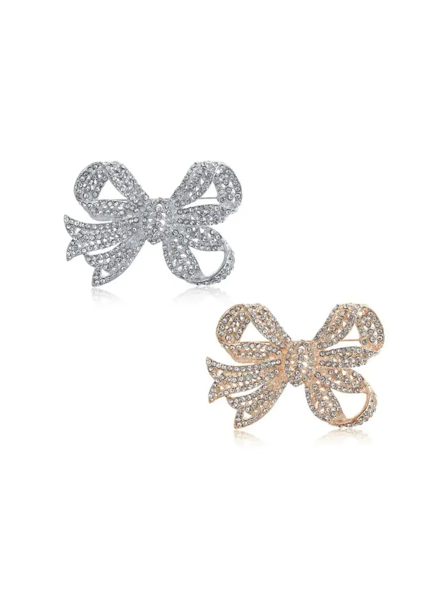Брошь-булавка с кристаллами, модель Victorian Style Crystal Filigree Ribbon Brooch Bling Jewelry