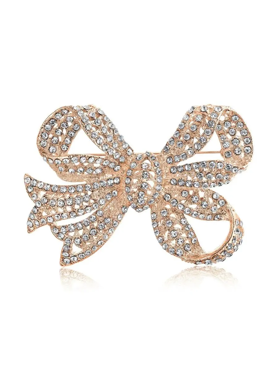 Брошь-булавка с кристаллами, модель Victorian Style Crystal Filigree Ribbon Brooch Bling Jewelry — изображение 3 из 5