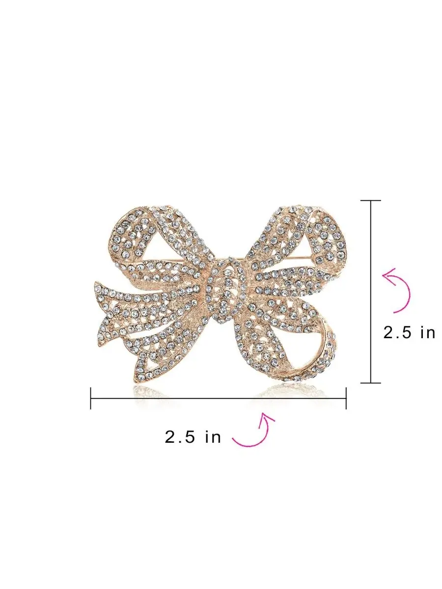 Брошь-булавка с кристаллами, модель Victorian Style Crystal Filigree Ribbon Brooch Bling Jewelry — изображение 5 из 5