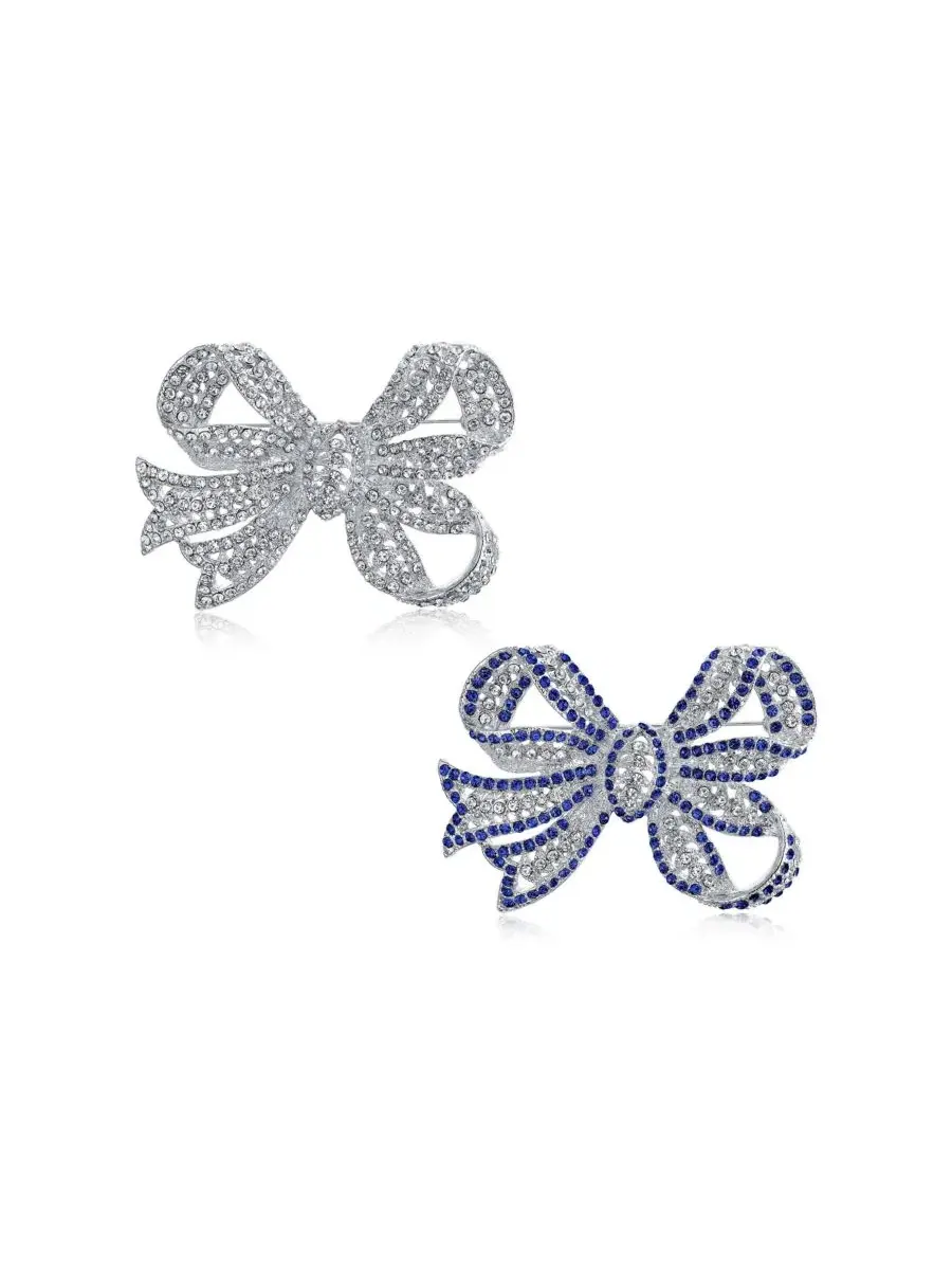 Брошь-булавка с кристаллами и бантом Victorian Style Crystal Filigree Ribbon Brooch Pin Plated — изображение 1 из 5
