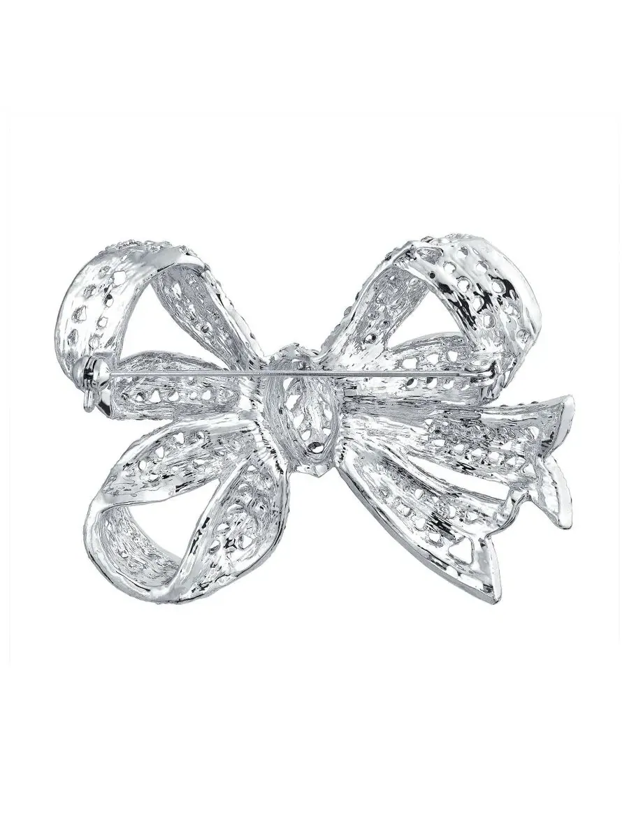 Брошь-булавка с кристаллами и бантом Victorian Style Crystal Filigree Ribbon Brooch Pin Plated — изображение 2 из 5