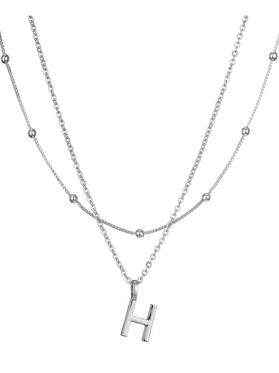 Колье с подвеской-инициалом Silver Layered Initial ADORNIA — изображение 1 из 1, оттенок серебристый