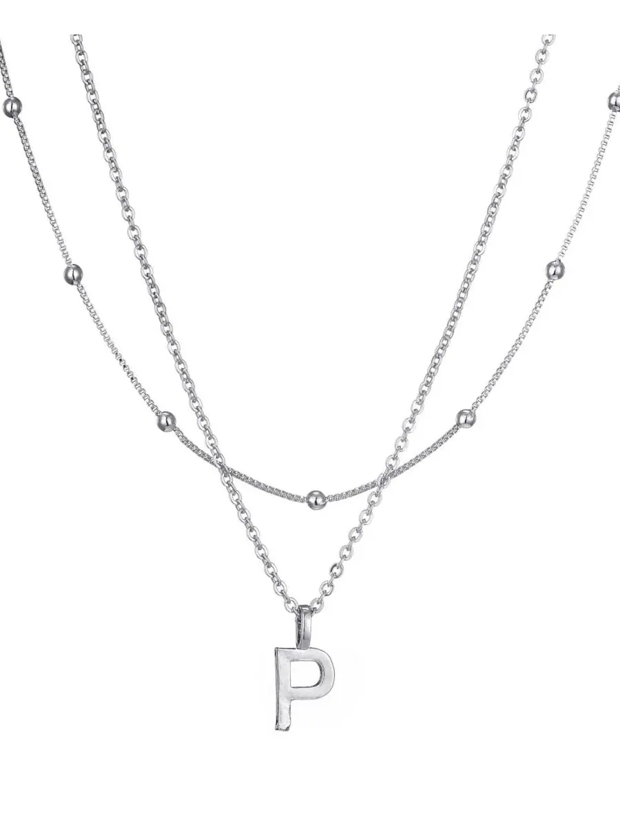 Колье с подвеской-буквой Silver Layered Initial ADORNIA — изображение 1 из 1, оттенок серебристый
