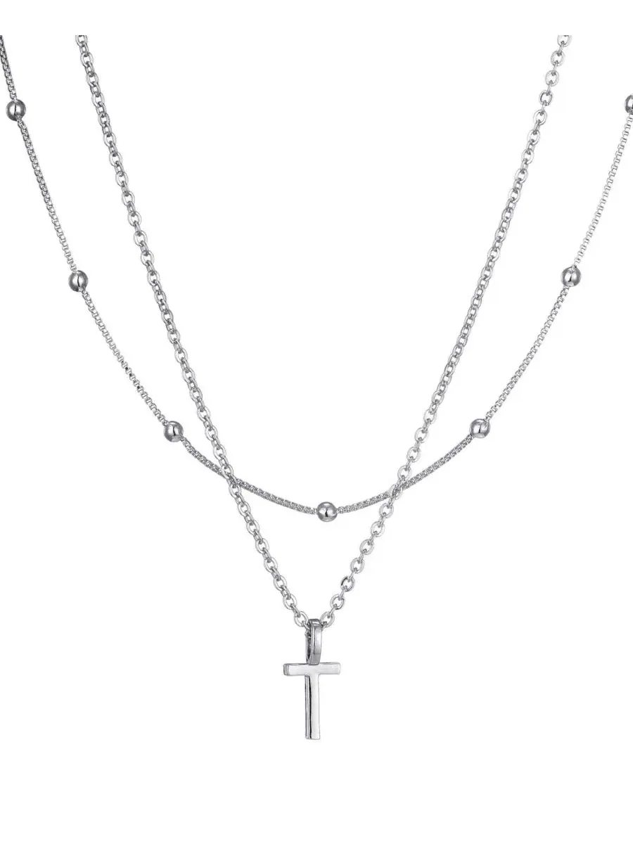 Колье с подвеской-инициалом Silver Layered Initial ADORNIA — изображение 1 из 1, оттенок серебристый