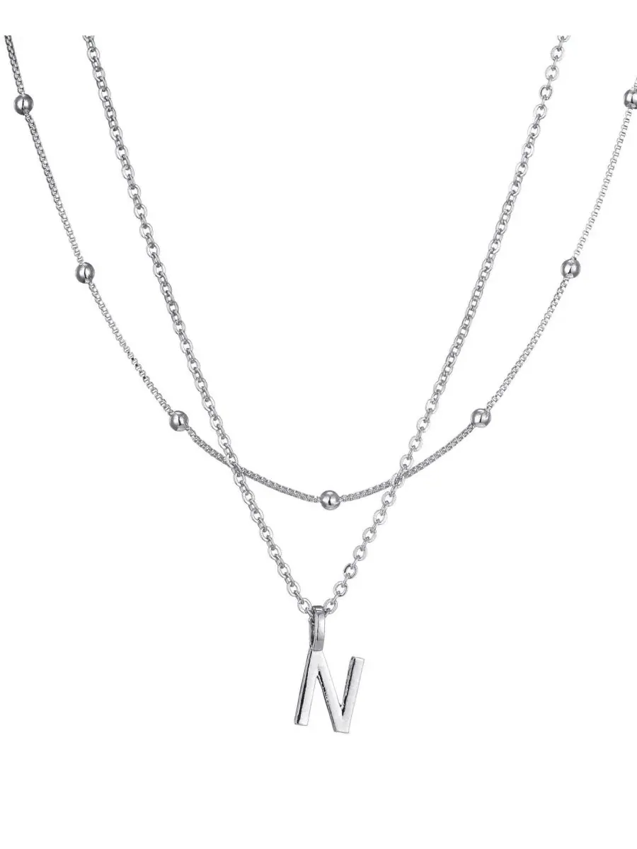 Колье с подвеской-инициалом Silver Layered Initial ADORNIA — изображение 1 из 1, оттенок серебристый