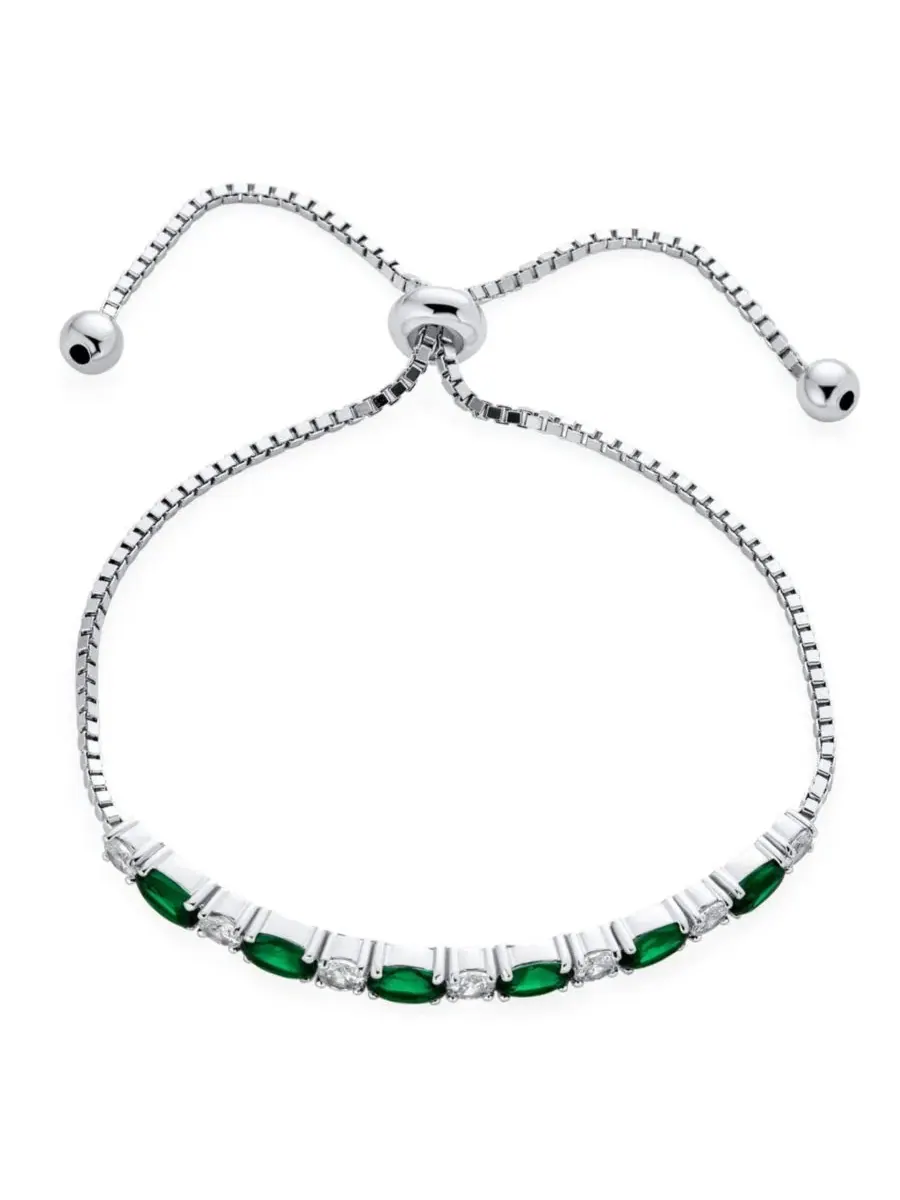 Браслет-теннис с овальными изумрудными камнями, бренд Bling Jewelry — изображение 2 из 3, оттенок зеленый