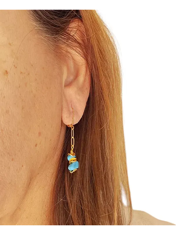 Серьги-Капли из бирюзы Minu Jewels — изображение 2 из 2, оттенок бирюзовый