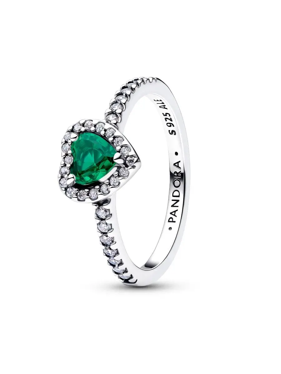 Кольцо с сердцем из страз Princess Colored Pandora — изображение 1 из 3, оттенок зеленый/серебристый