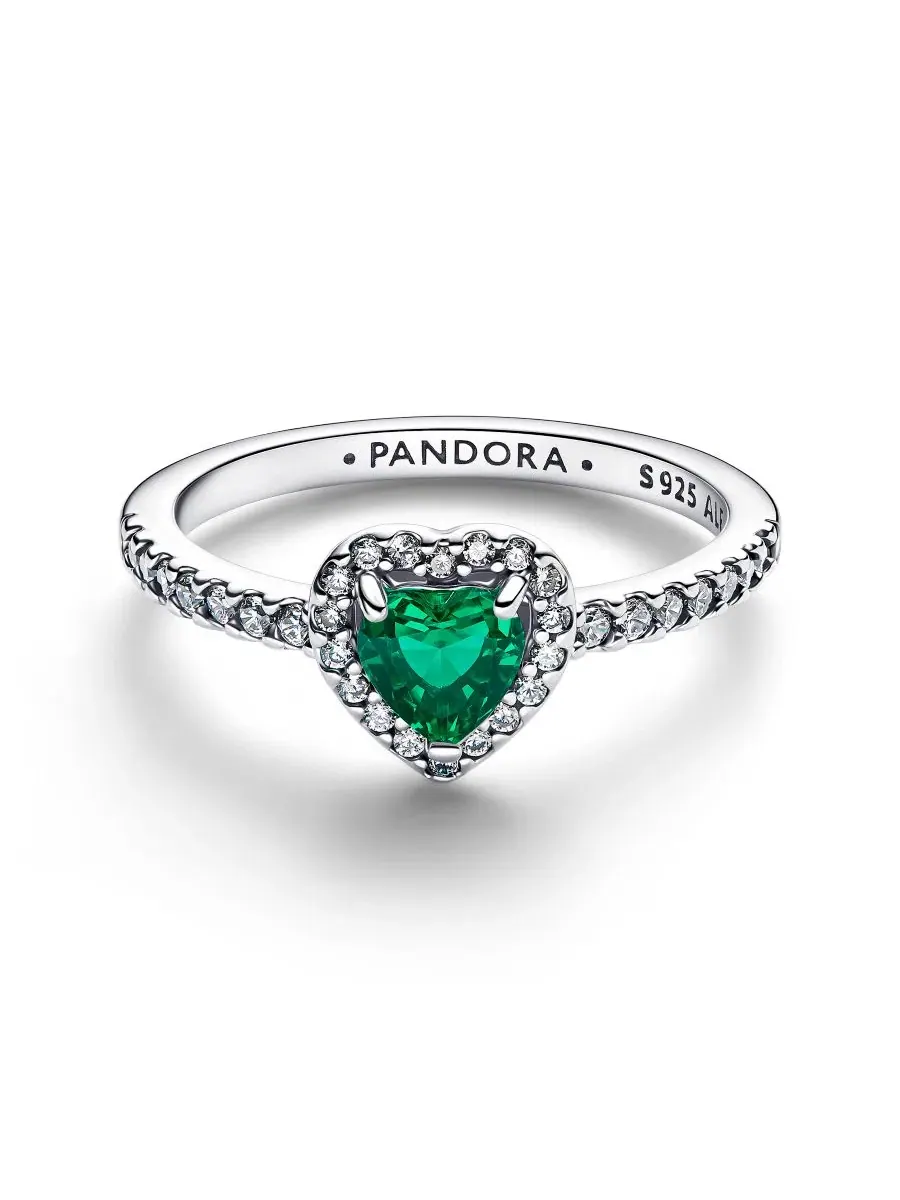 Кольцо с сердцем из страз Princess Colored Pandora — изображение 2 из 3, оттенок зеленый/серебристый